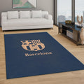 Barcelona Football Team Rug: Blue Soccer Ball Theme