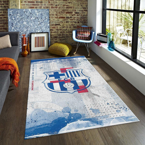 Barcelona Football Rug: Blue & White Soccer Team Carpet
