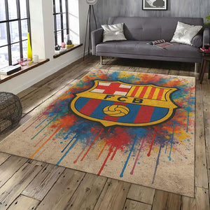 Barcelona Football Rug: Graffiti Soccer Team Carpet - Gift for