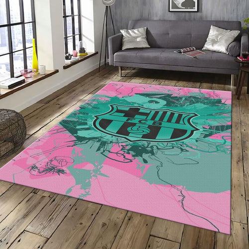 Barcelona Soccer Team Rug: Pink and Green Football Gift