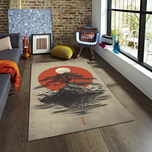 Japanese Hokusai Rug, Tree Rug