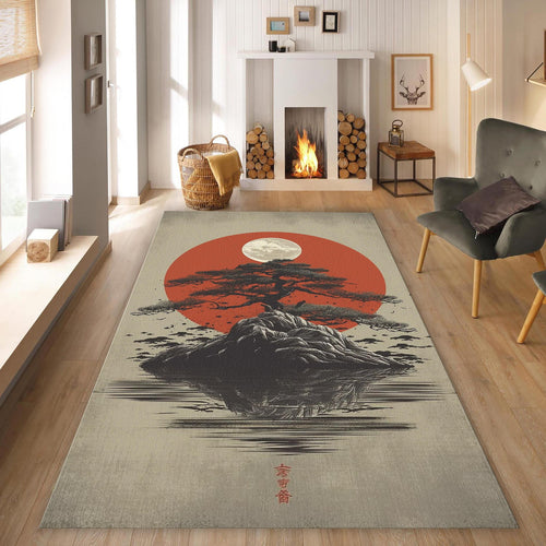 Japanese Hokusai Rug, Tree Rug