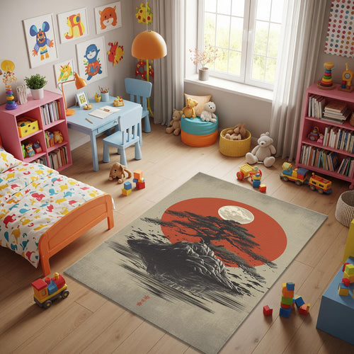 Japanese Hokusai Rug, Tree Rug