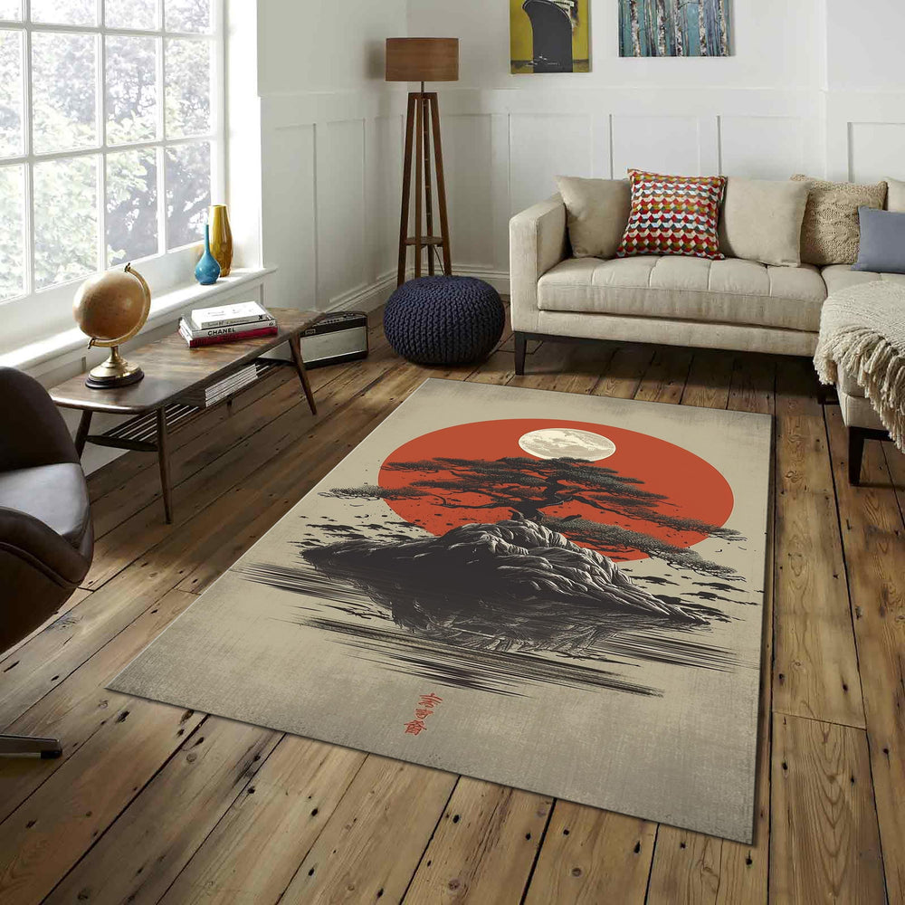 Japanese Hokusai Rug, Tree Rug
