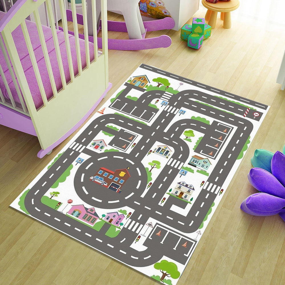 City Road Kids Play Rug, Nursery Decor, Road Playground