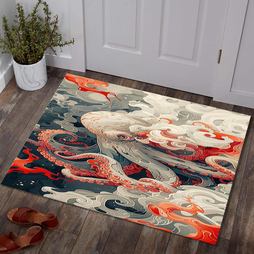 Octopus Rug, Colorful Living Room Rug, Octopus Art Floor Rug
