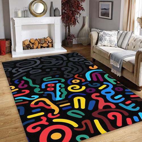 Abstract Geometric Area Rug, Colorful Indie Room Decor, Modern