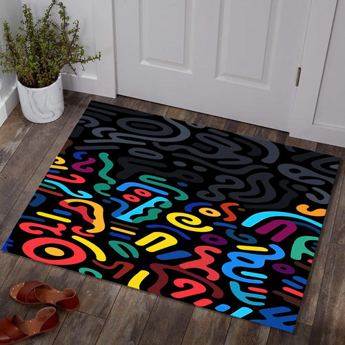 Abstract Geometric Area Rug, Colorful Indie Room Decor, Modern