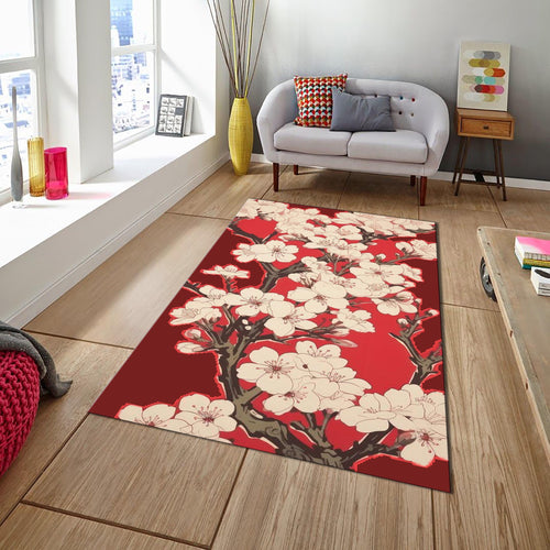 Cherry Blossom Rug, Vintage Look Pink Rug, Cozy Decor, Pink