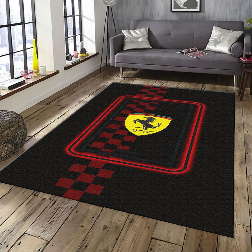 Ferrari F1 Rug, Ferrari Car Rug: Finish Line Theme