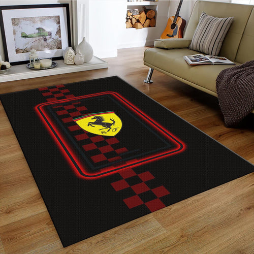 Ferrari F1 Rug, Ferrari Car Rug: Finish Line Theme
