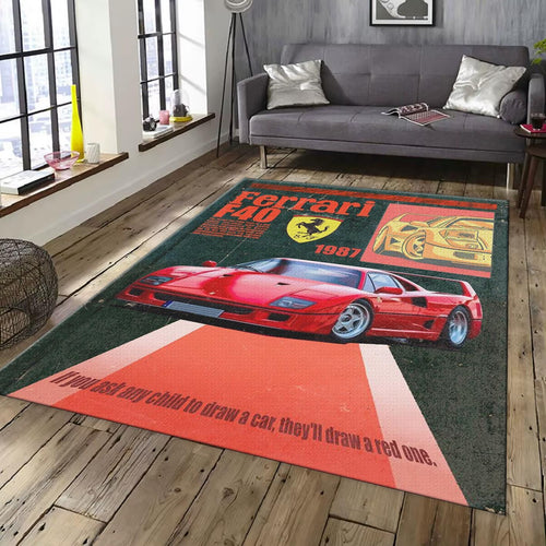 Ferrari F1 Rug, Ferrari F40 Car Rug: Custom Team Ferrari Carpet