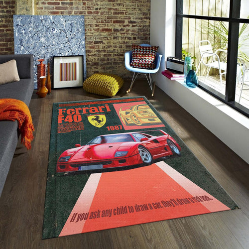 Ferrari F1 Rug, Ferrari F40 Car Rug: Custom Team Ferrari Carpet