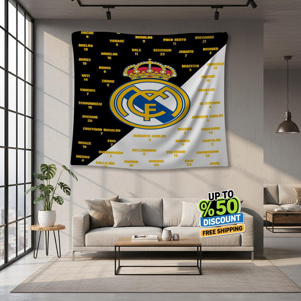 Real Madrid Rug Real Madrid CF Tapestry: Real Madrid Custom Logo