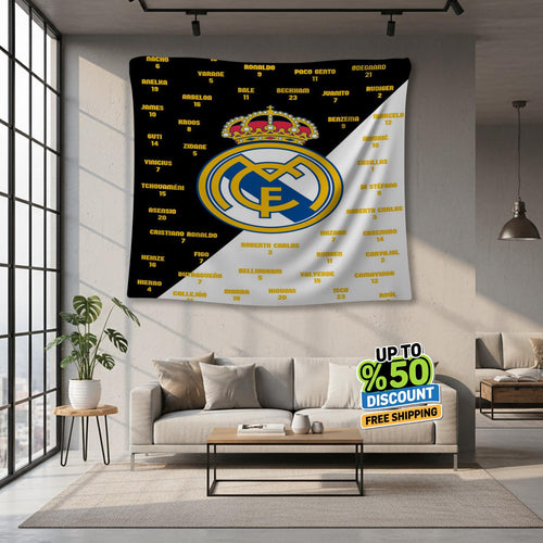 Real Madrid Rug Real Madrid CF Tapestry: Real Madrid Custom Logo