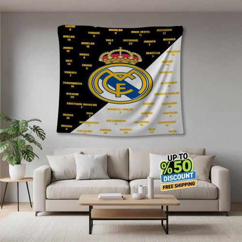Real Madrid Rug Real Madrid CF Tapestry: Real Madrid Custom Logo