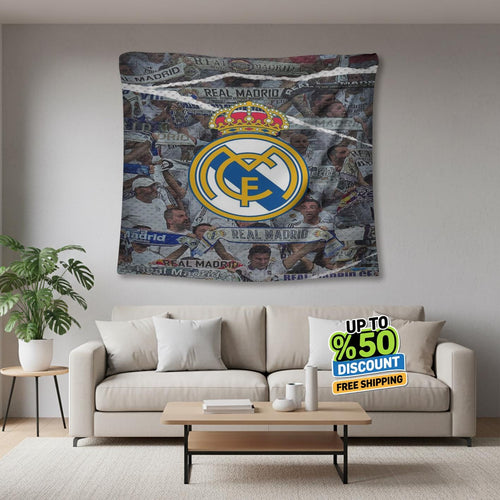 Real Madrid Rug Real Madrid CF Tapestry: Real Madrid Crew Logo