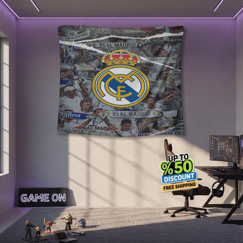 Real Madrid Rug Real Madrid CF Tapestry: Real Madrid Crew Logo