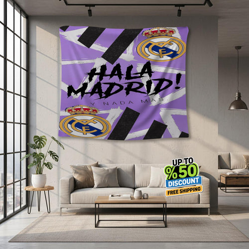 Real Madrid Rug Real Madrid CF Tapestry: Hala Madrid Custom Logo