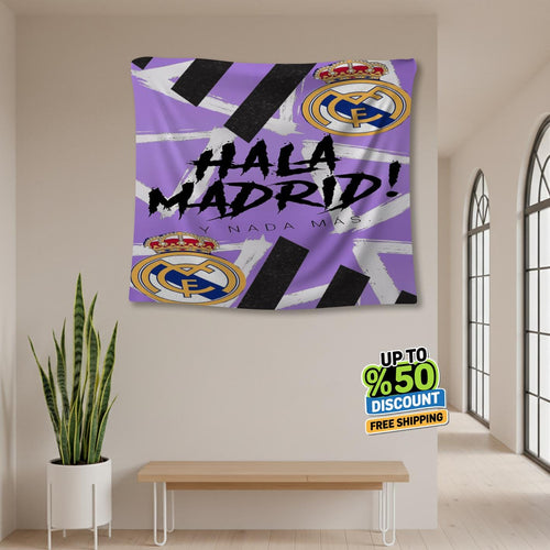 Real Madrid Rug Real Madrid CF Tapestry: Hala Madrid Custom Logo