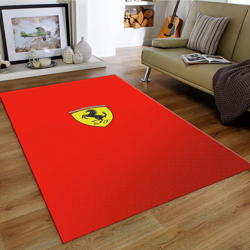 Ferrari F1 Rug, Ferrari Horse Logo Rug: Red Automotive Decor