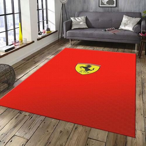 Ferrari F1 Rug, Ferrari Horse Logo Rug: Red Automotive Decor