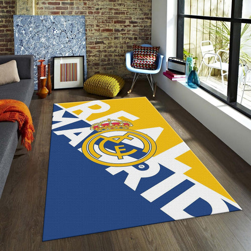 Real Madrid Rug Real Madrid Football Rug: Vintage Cross