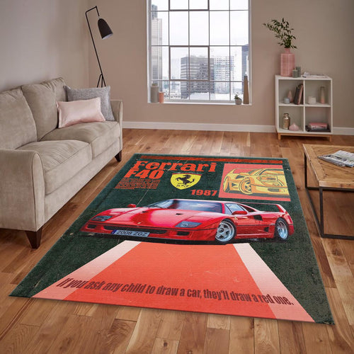 Ferrari F1 Rug F40 Icon Poster Formula 1 Racing Carpet for Garage