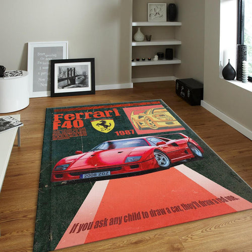 Ferrari F1 Rug F40 Icon Poster Formula 1 Racing Carpet for Garage