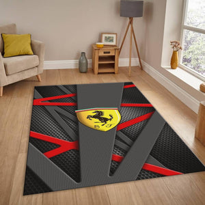 Ferrari F1 Rug Carbon Back Red Formula 1 Racing Carpet for Garage