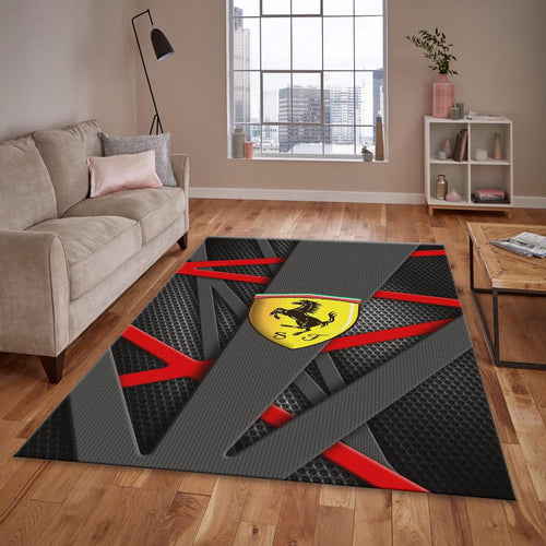 Ferrari F1 Rug Carbon Back Red Formula 1 Racing Carpet for Garage