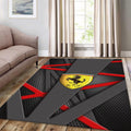 Ferrari F1 Rug Carbon Back Red Formula 1 Racing Carpet for Garage