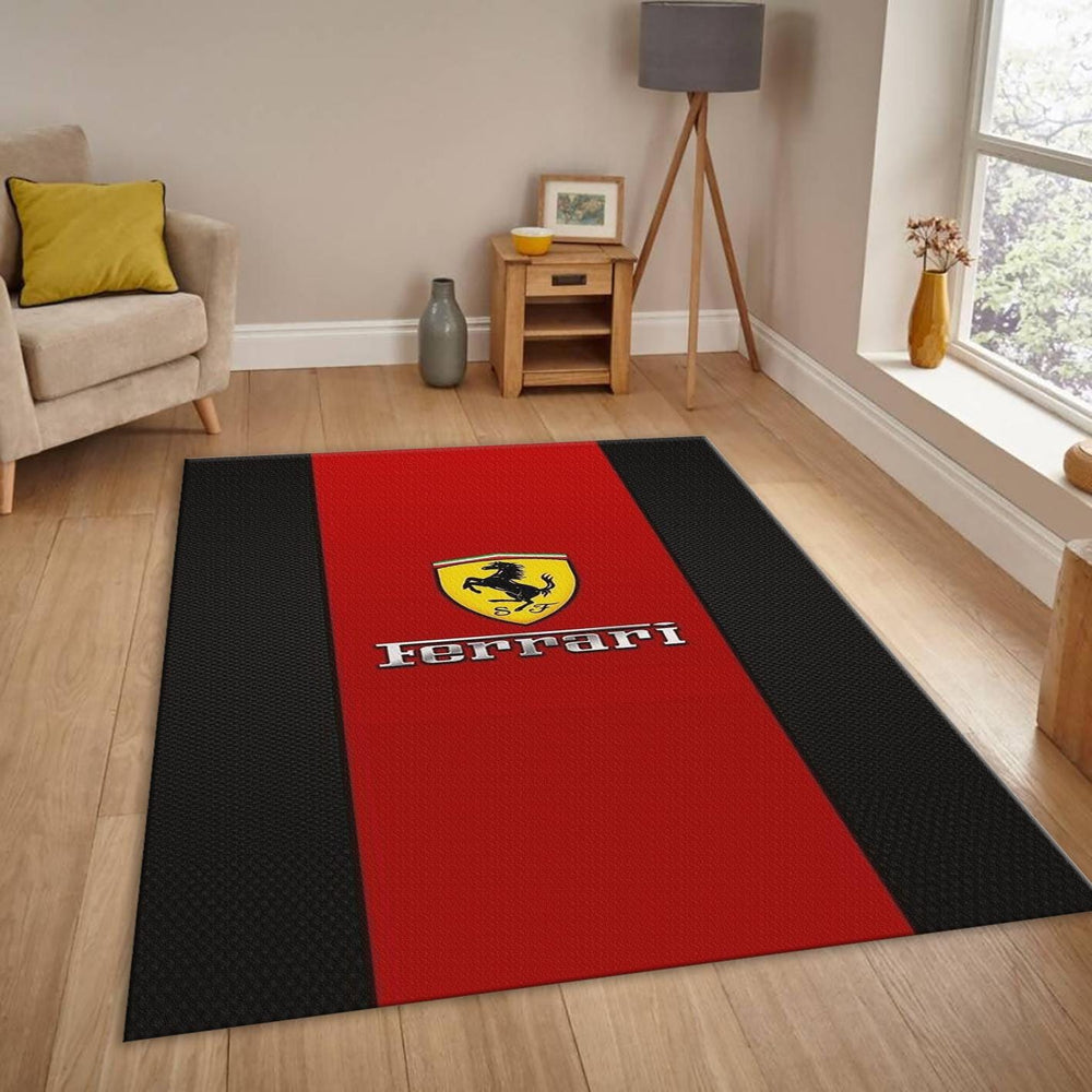 Ferrari F1 Rug Black Borders Formula 1 Racing Carpet for Garage &