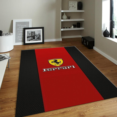 Ferrari F1 Rug Black Borders Formula 1 Racing Carpet for Garage &