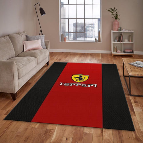 Ferrari F1 Rug Black Borders Formula 1 Racing Carpet for Garage &