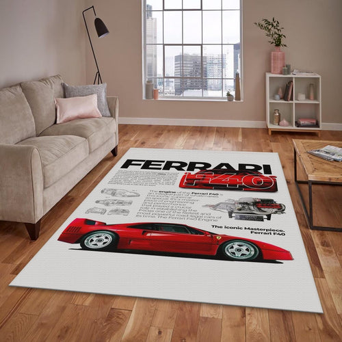 Ferrari F1 Rug F40 Vintage Cover Formula 1 Racing Carpet for