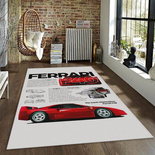 Ferrari F1 Rug F40 Vintage Cover Formula 1 Racing Carpet for