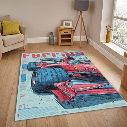 Ferrari F1 Rug, F1 Handmade Drawing