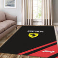 Ferrari F1 Rug Simple Logo and F1 Formula 1 Racing Carpet for