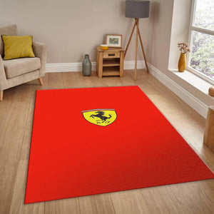 Ferrari F1 Rug Basic Logo on Red Formula 1 Racing Carpet for