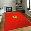 Ferrari F1 Rug Basic Logo on Red Formula 1 Racing Carpet for