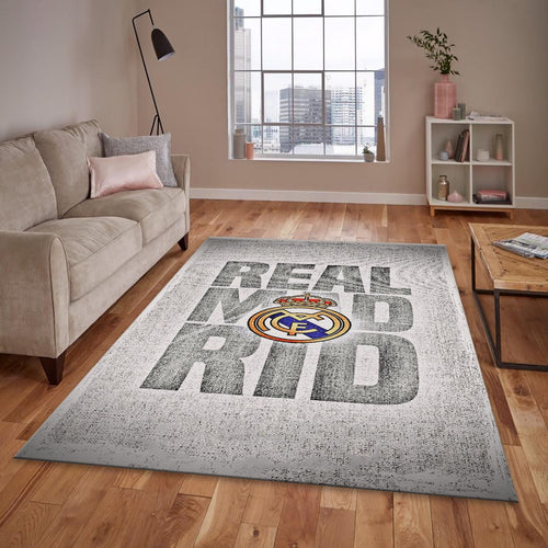 Real Madrid Rug Sketch Football Carpet for Garage & Kids Room
