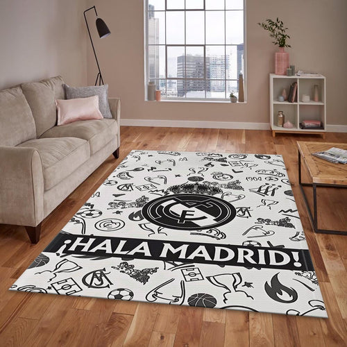 Real Madrid Rug Mini Hand Draws Football Carpet for Garage & Kids