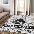 Real Madrid Rug Mini Hand Draws Football Carpet for Garage & Kids