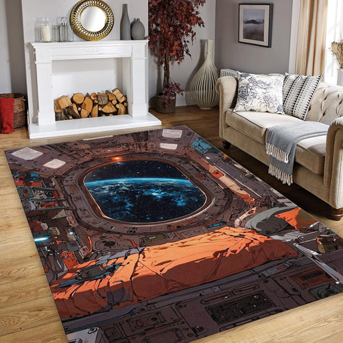 Spaceship Rug, Astronaut Rug Area Rug, Modern Non Slip