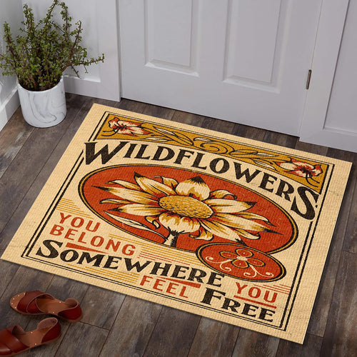 Wildflower Rug, Sunflower Rug, Area Rug, Non Slip Rug, Artistic