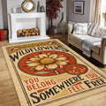 Wildflower Rug, Sunflower Rug, Area Rug, Non Slip Rug, Artistic