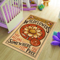 Wildflower Rug, Sunflower Rug, Area Rug, Non Slip Rug, Artistic