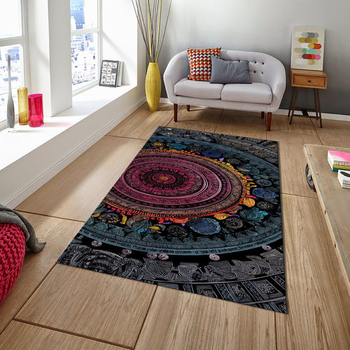 Abstract Area Rug, Colorful Indie Room Decor, Modern Non Slip