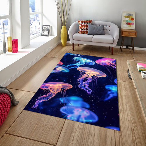 Jellyfish Rug, Abstract Area Rug, Colorful Indie Room Decor, Non